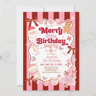 Invitación Christmas Merry Little Birthday Invitation