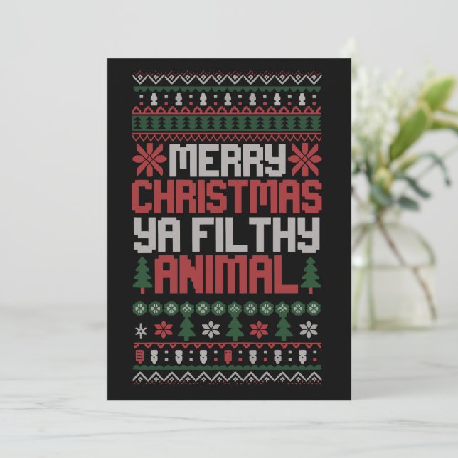 Invitación Christmas Merry Xmas Ya Filthy Animal Meme Ugly  (Anverso de pie)
