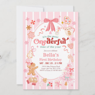 Invitación Christmas Most Onederful Time 1st Birthday Invite