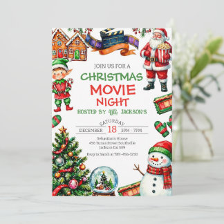 Invitación Christmas Movie Night Holiday Party Invitation