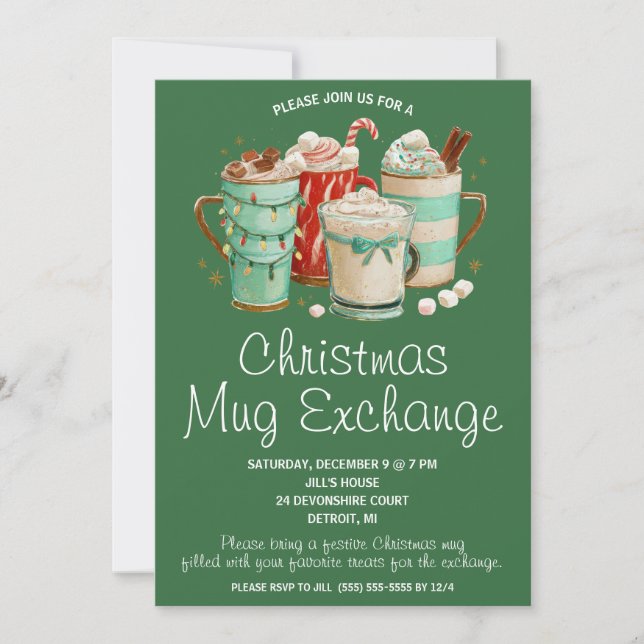 Invitación Christmas Mug Exchange, Mug Swap Holiday Party (Anverso)