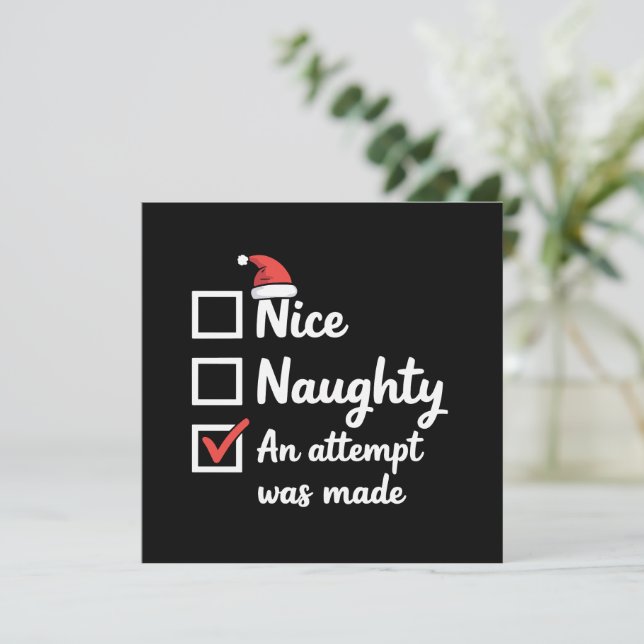 Invitación Christmas Nice Naughty Attempt Was Made Xmas (Anverso de pie)