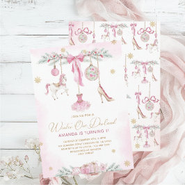 Invitación Christmas Nutcracker One DerLand pink ballet baby 