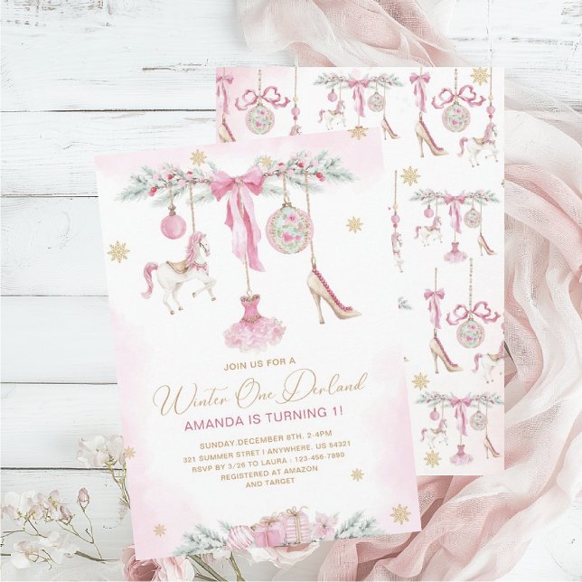 Invitación Christmas Nutcracker One DerLand pink ballet baby  (Subido por el creador)