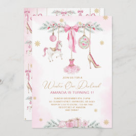 Invitación Christmas Nutcracker One DerLand pink ballet baby 