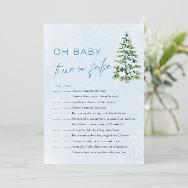 Invitación Christmas Oh Baby True or False Baby Shower Game (Anverso de pie)
