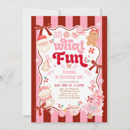 Invitación Christmas Oh What Fun Birthday Invitation