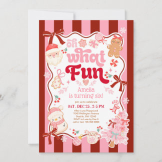 Invitación Christmas Oh What Fun Birthday Invitation