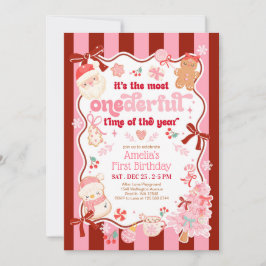 Invitación Christmas ONEderful Time First Birthday Invitation
