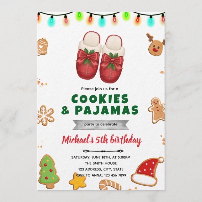 Invitación Christmas pajama and cookie decorating invitation (Anverso)