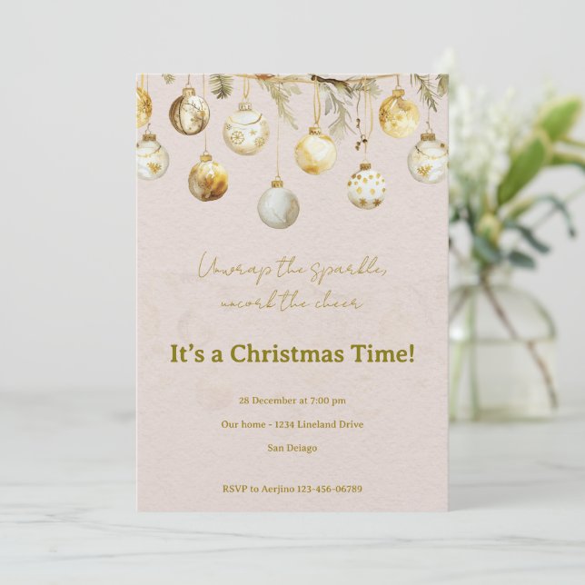 Invitación Christmas party  (Anverso de pie)