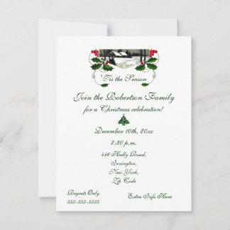 Invitación Christmas Party-Festive Vintage Landscape