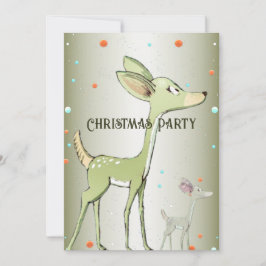 Invitación Christmas Party Green Deers Holidays Cute