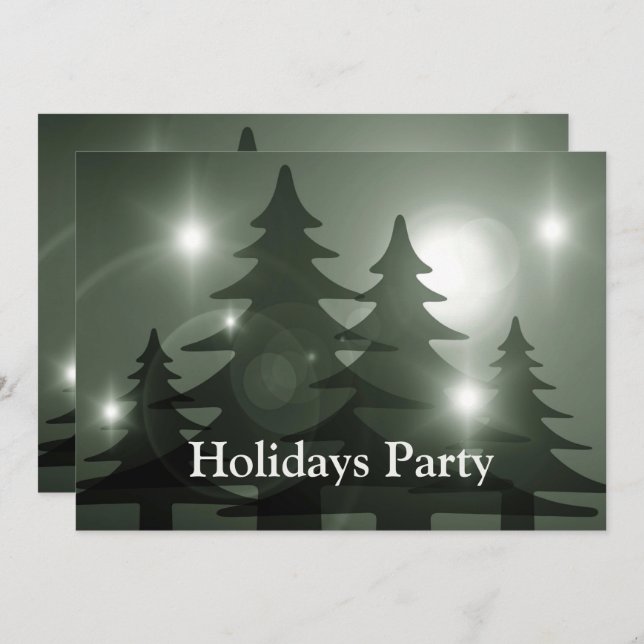 Invitación Christmas Party Green Trees Holiday Winter Elegant (Anverso / Reverso)