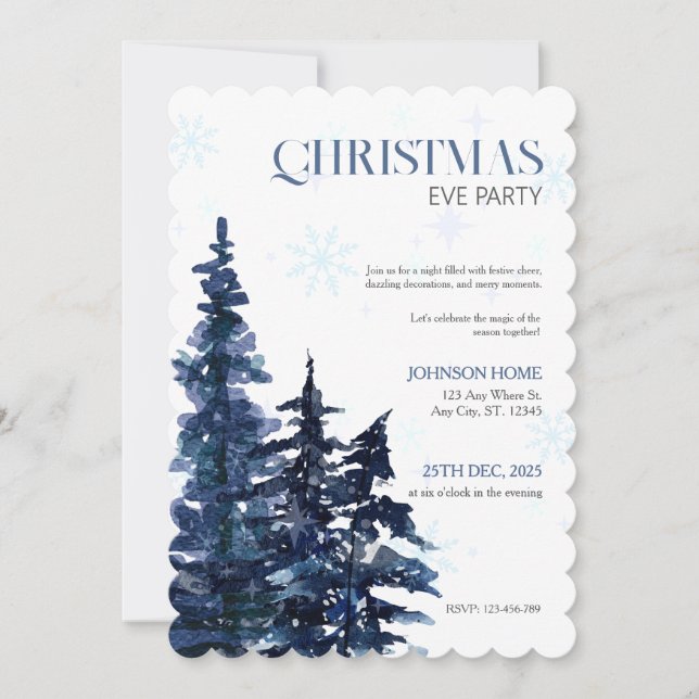 Invitación Christmas Party Invitation, Blue Chic Invitations (Anverso)