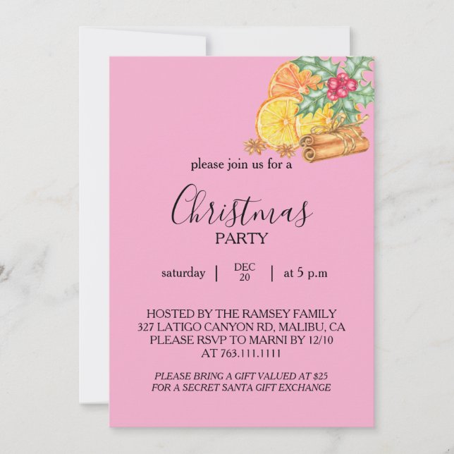 Invitación Christmas Party Invitation Card (Anverso)