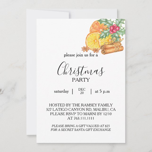 Invitación Christmas Party Invitation Card (Anverso)