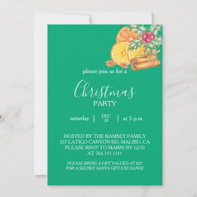 Invitación Christmas Party Invitation Card (Anverso)