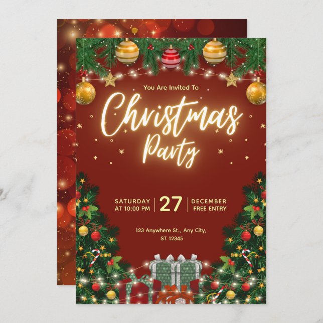 Invitación Christmas Party Invitation Flyer (Anverso / Reverso)