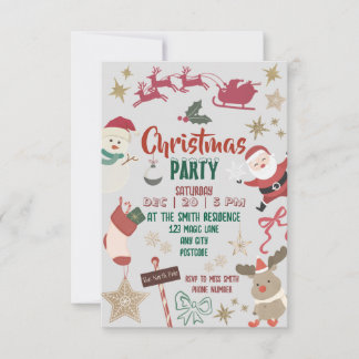 Invitación Christmas party invitation for kids and families