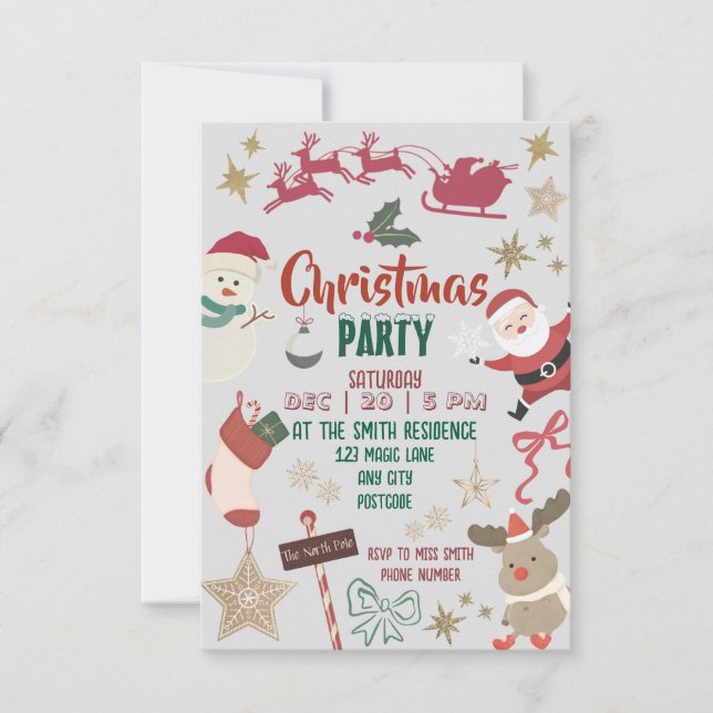 Invitación Christmas party invitation for kids and families (Anverso)