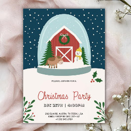Invitación Christmas party Invitation with a cozy barn