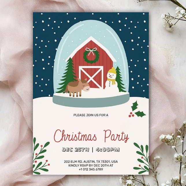 Invitación Christmas party Invitation with a cozy barn (Subido por el creador)