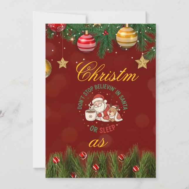 Invitación Christmas Party Invitation with Santa Claus Illust (Anverso)