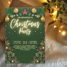 Invitación Christmas Party Invitation with Shining Yellow
