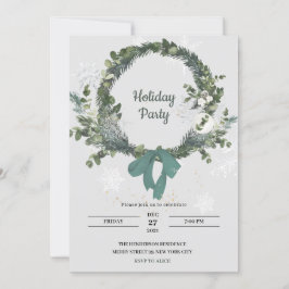 Invitación Christmas Party Invitation Wreath Snowflakes
