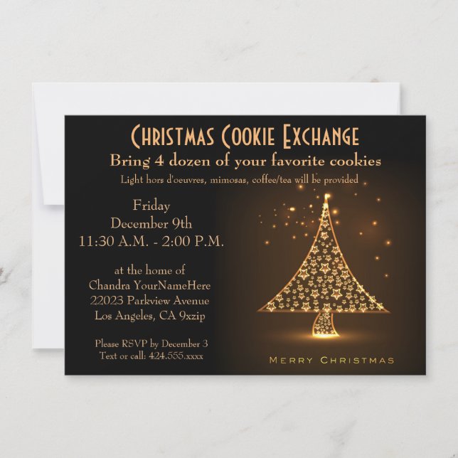 Invitación Christmas Party Modern Bronze (Anverso)