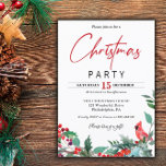 Invitación Christmas Party Red Cardinal Invitation<br><div class="desc">Cookie Party invitation with winter berries and greenery. Matching items in my shop.</div>