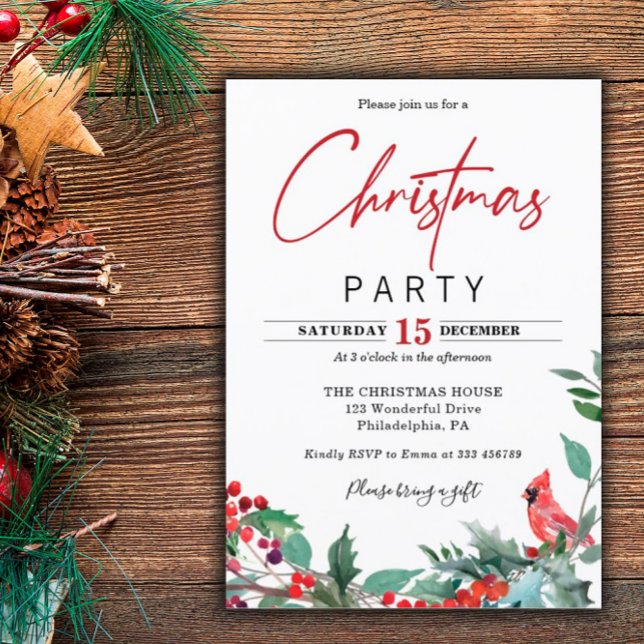 Invitación Christmas Party Red Cardinal Invitation (Subido por el creador)