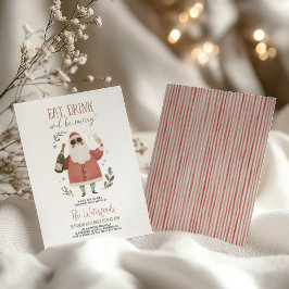 Invitación Christmas Party Santa Eat Drink Be Merry