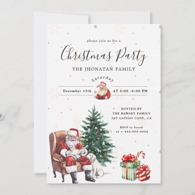 Invitación Christmas Party Winter Botanical (Anverso)