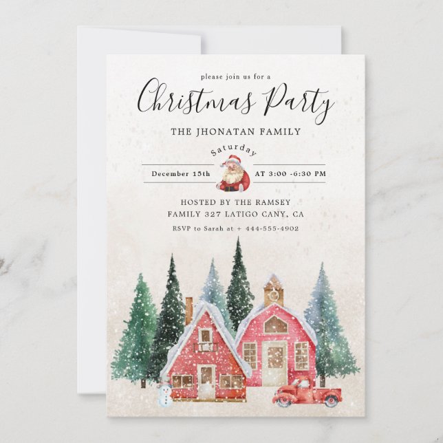 Invitación Christmas Party Winter Botanical (Anverso)