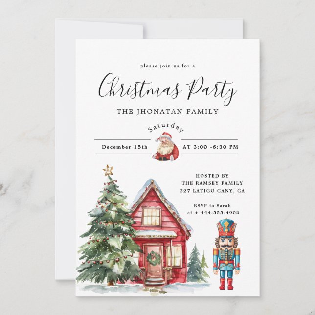 Invitación Christmas Party Winter Botanical (Anverso)