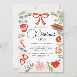 Invitación Christmas Party Winter Botanical