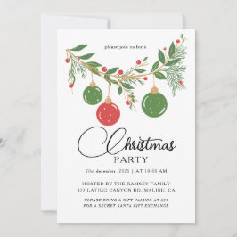 Invitación Christmas Party Winter Botanical