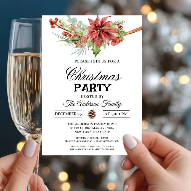 Invitación Christmas Party Winter Botanical  (Subido por el creador)