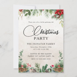 Invitación Christmas Party Winter Botanical