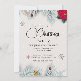 Invitación Christmas Party Winter Botanical