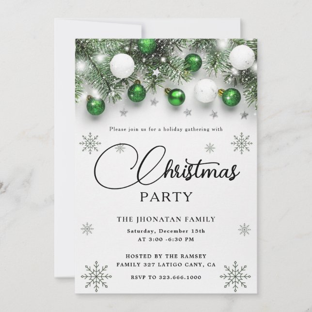 Invitación Christmas Party Winter Botanical (Anverso)
