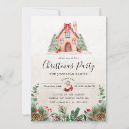 Invitación Christmas Party Winter Botanical
