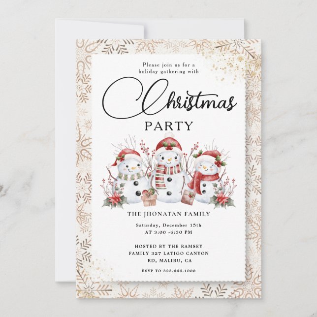 Invitación Christmas Party Winter Botanical (Anverso)
