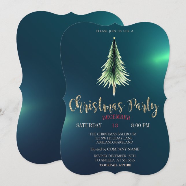Invitación Christmas Pine Tree,Chic Green Christmas Company