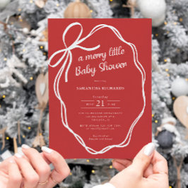 Invitación Christmas red coquette bows whimsical baby shower