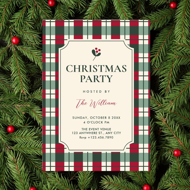 Invitación Christmas Red green plaid tartan pattern  (Subido por el creador)