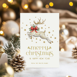 Invitación Christmas Reindeer Gold TypographyGreeting Card