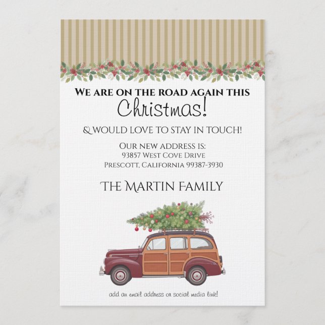 Invitación Christmas Retro Station Wagon (Anverso)